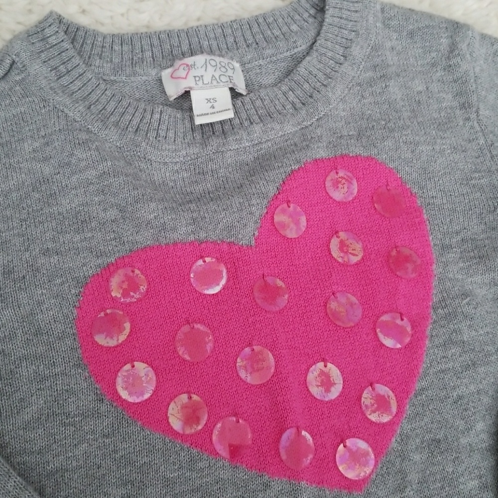 Children's Place Grey Heart Sweater